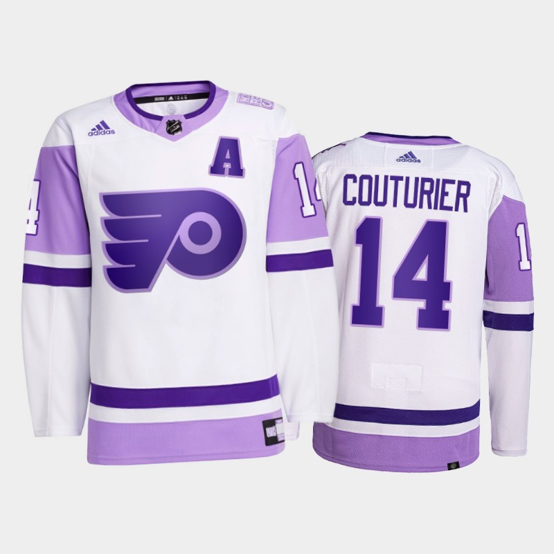 Sean Couturier #14 Philadelphia Flyers 2021 FightsCancer White Primegreen Jersey