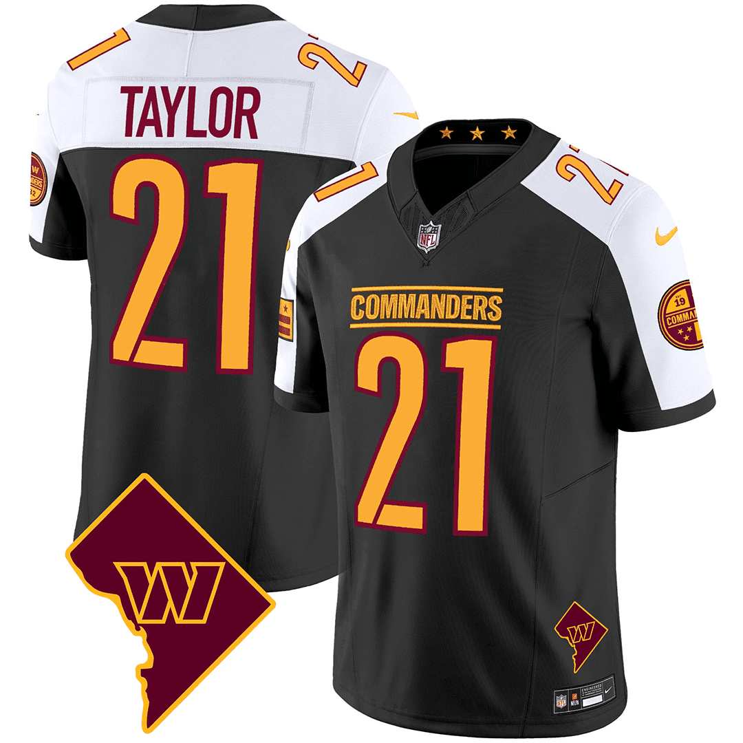 Sean Taylor Men's Washington Commanders Washington DC Map Patch Black Alternate Jersey - All Stitched 