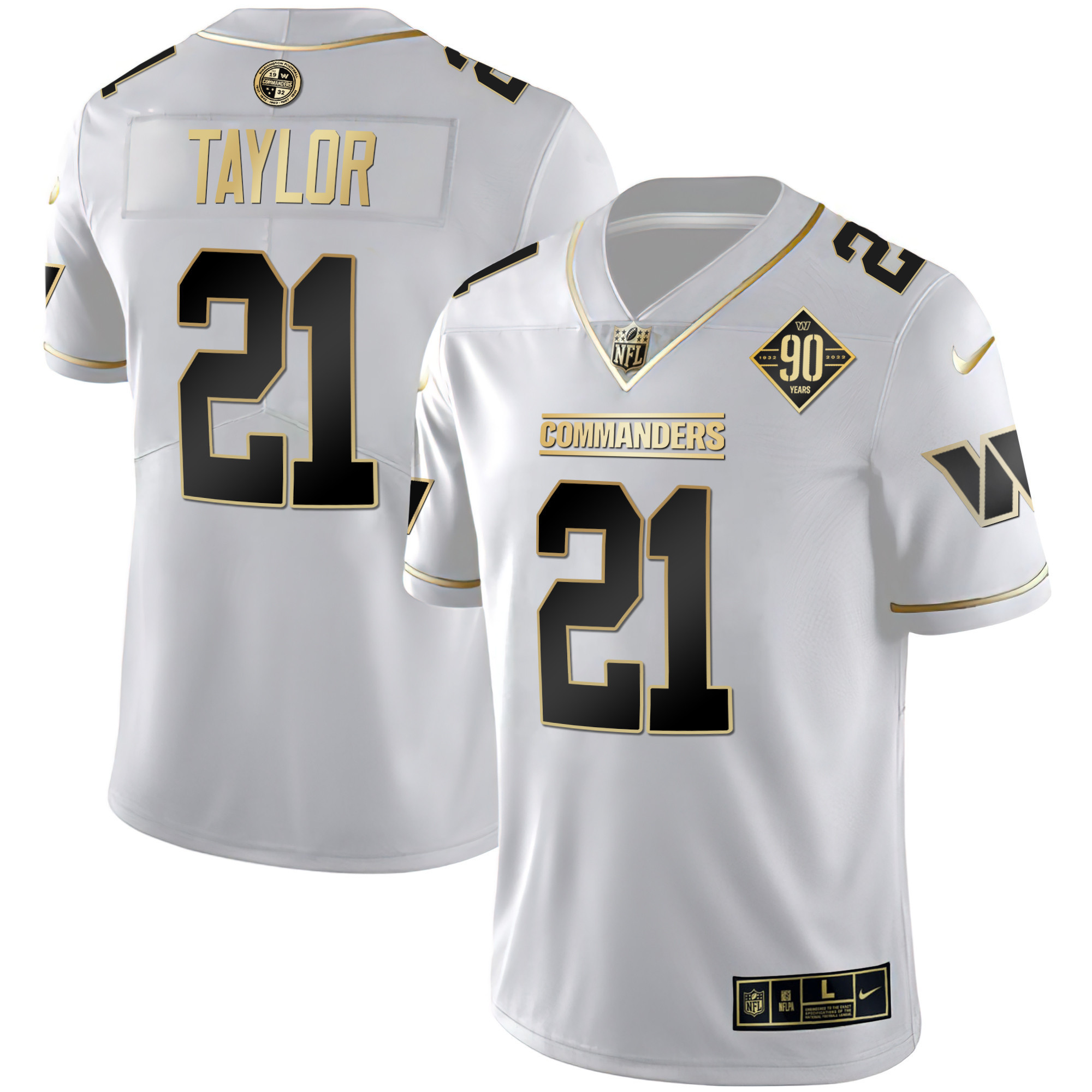 Sean Taylor Men's Washington Commanders White Gold & Black Gold Vapor Limited White Gold Jersey - All Stitched 