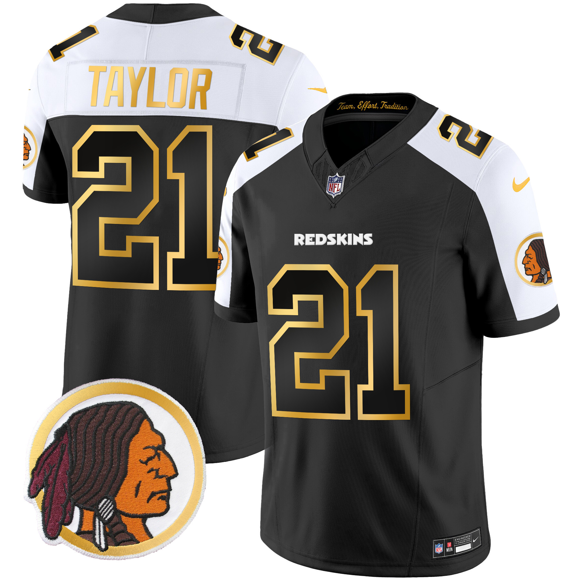 Sean Taylor Men's Washington Redskins Throwback Vapor Gold Trim Black Alternate Jersey - All Stitched 
