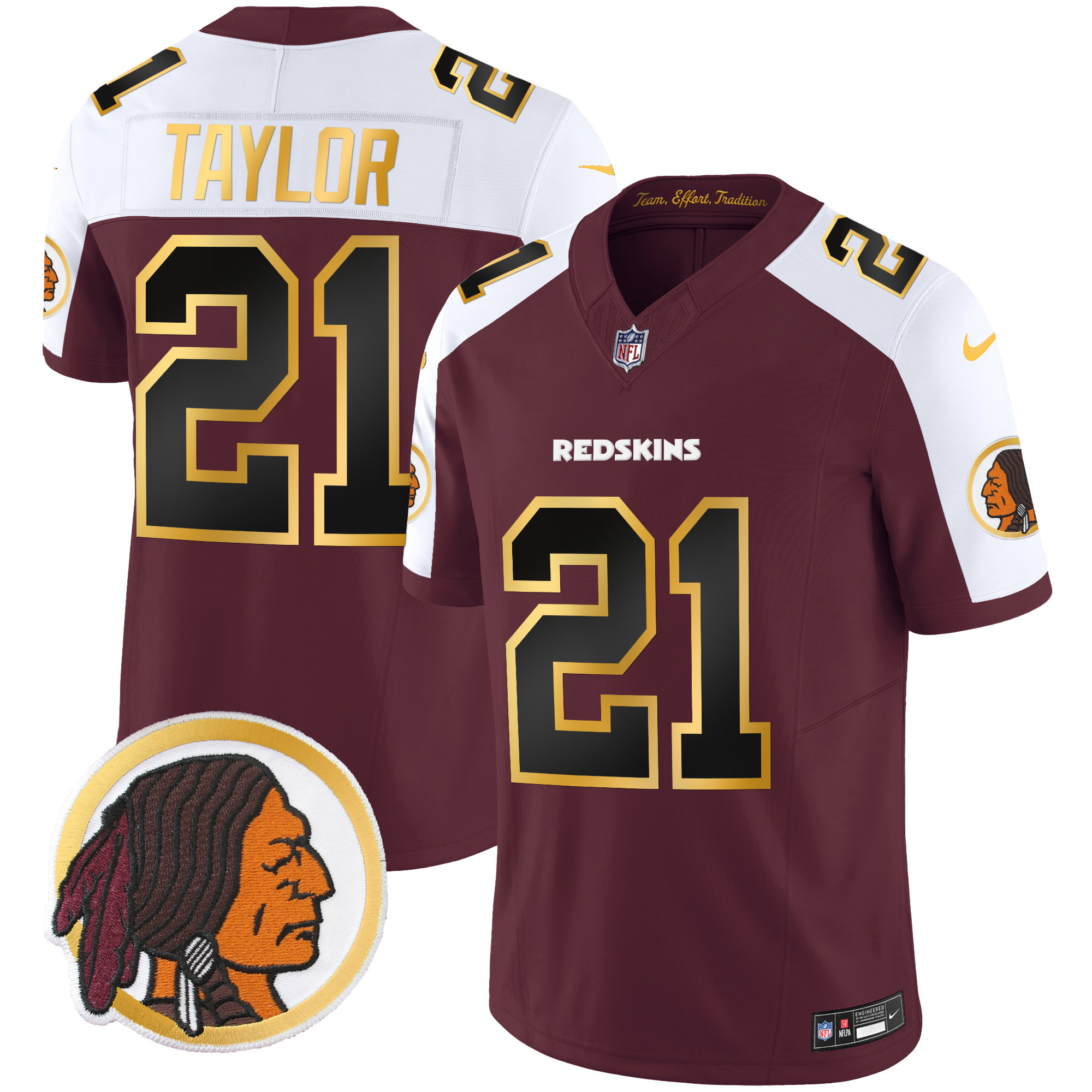 Sean Taylor Men's Washington Redskins Throwback Vapor Gold Trim Burgundy Alternate Jersey - All Stitched 