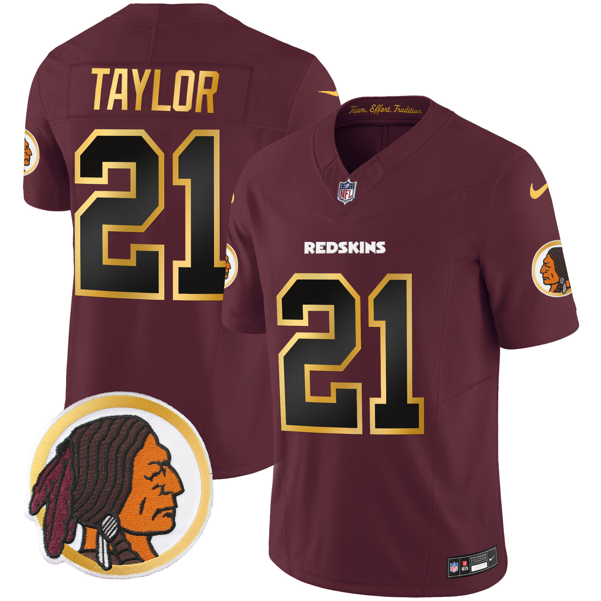Sean Taylor Men's Washington Redskins Throwback Vapor Gold Trim Burgundy Jersey - All Stitched 