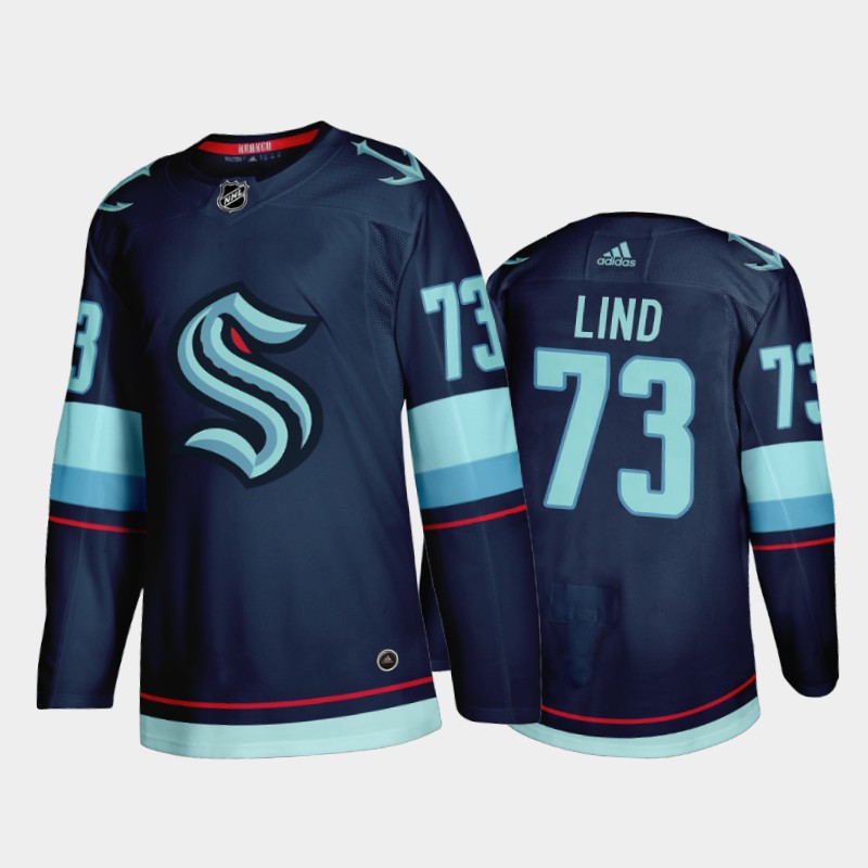 Seattle Kraken Kole Lind Home 2021-22 Navy Jersey