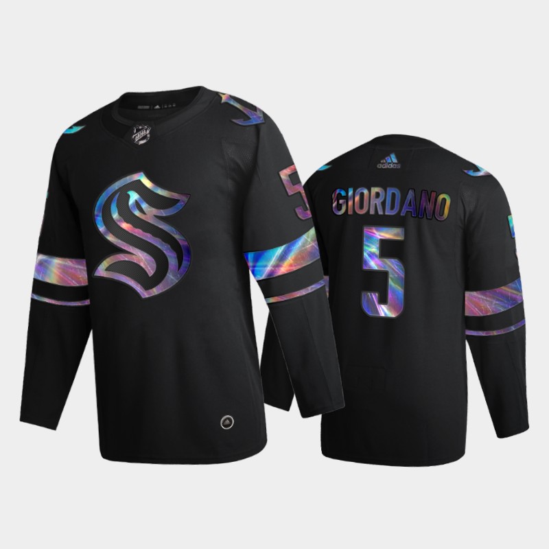 Seattle Kraken Mark Giordano #5 Iridescent Holographic 2021-22 Jersey Black