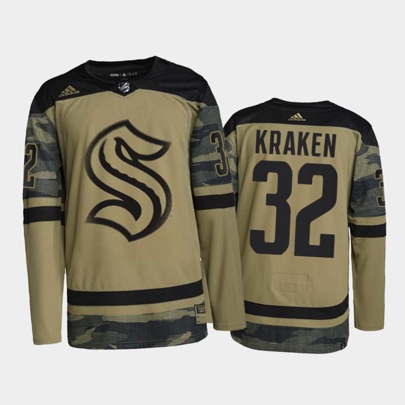 Seattle Kraken Salute To Service Camo #32 Jersey 2021-22 Military