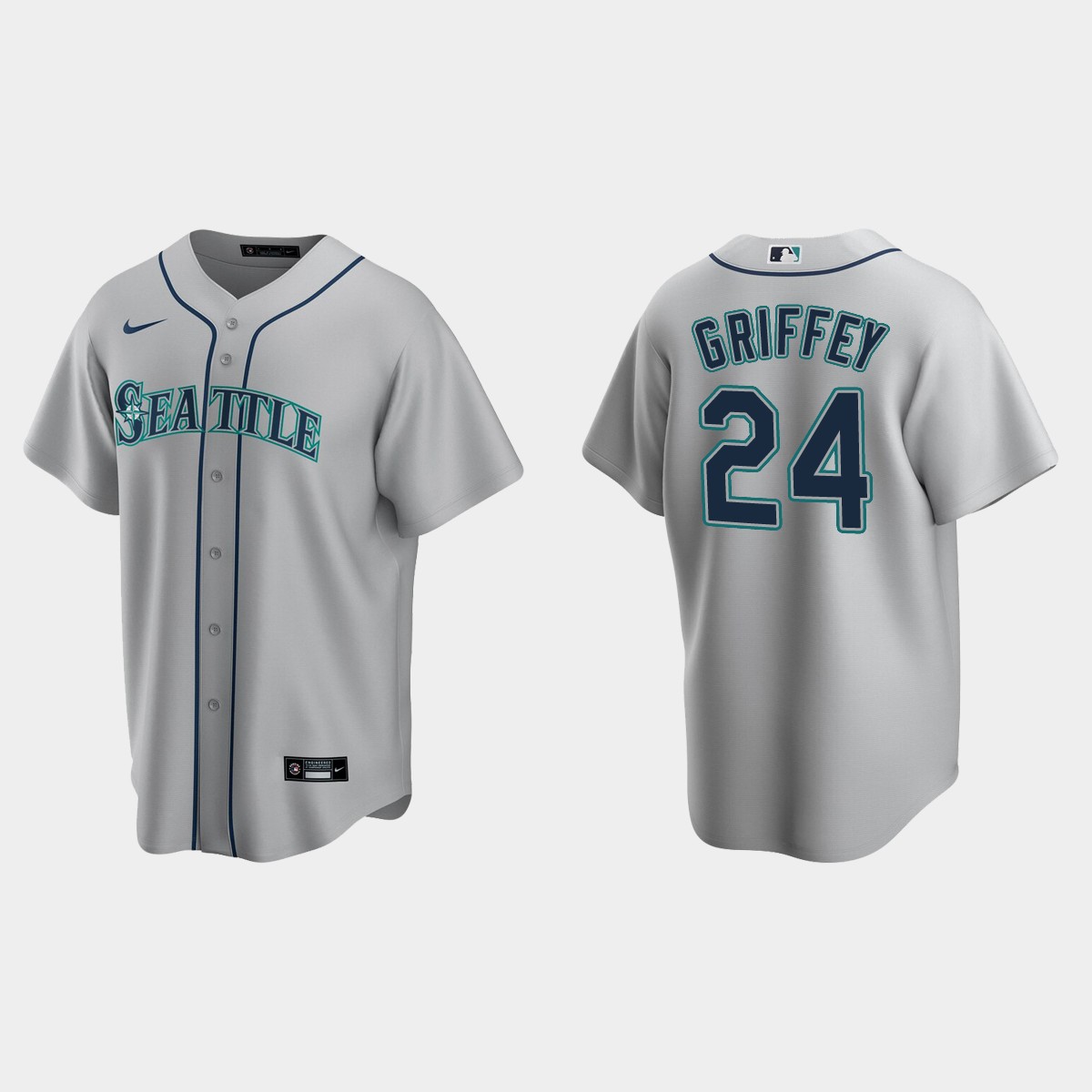 Seattle Mariners #24 Ken Griffey Jr. Gray Road Jersey