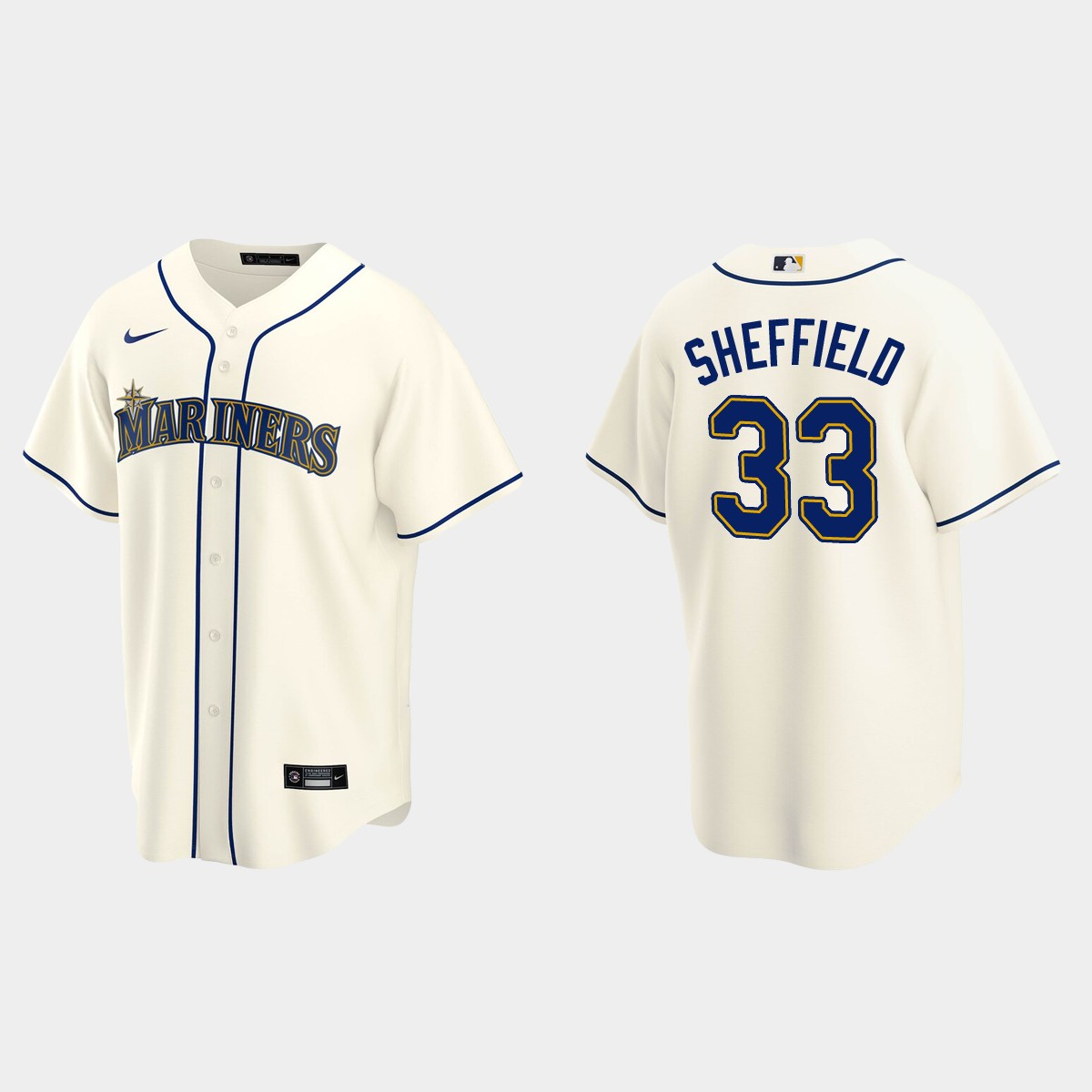Seattle Mariners #33 Justus Sheffield Alternate Jersey - Cream