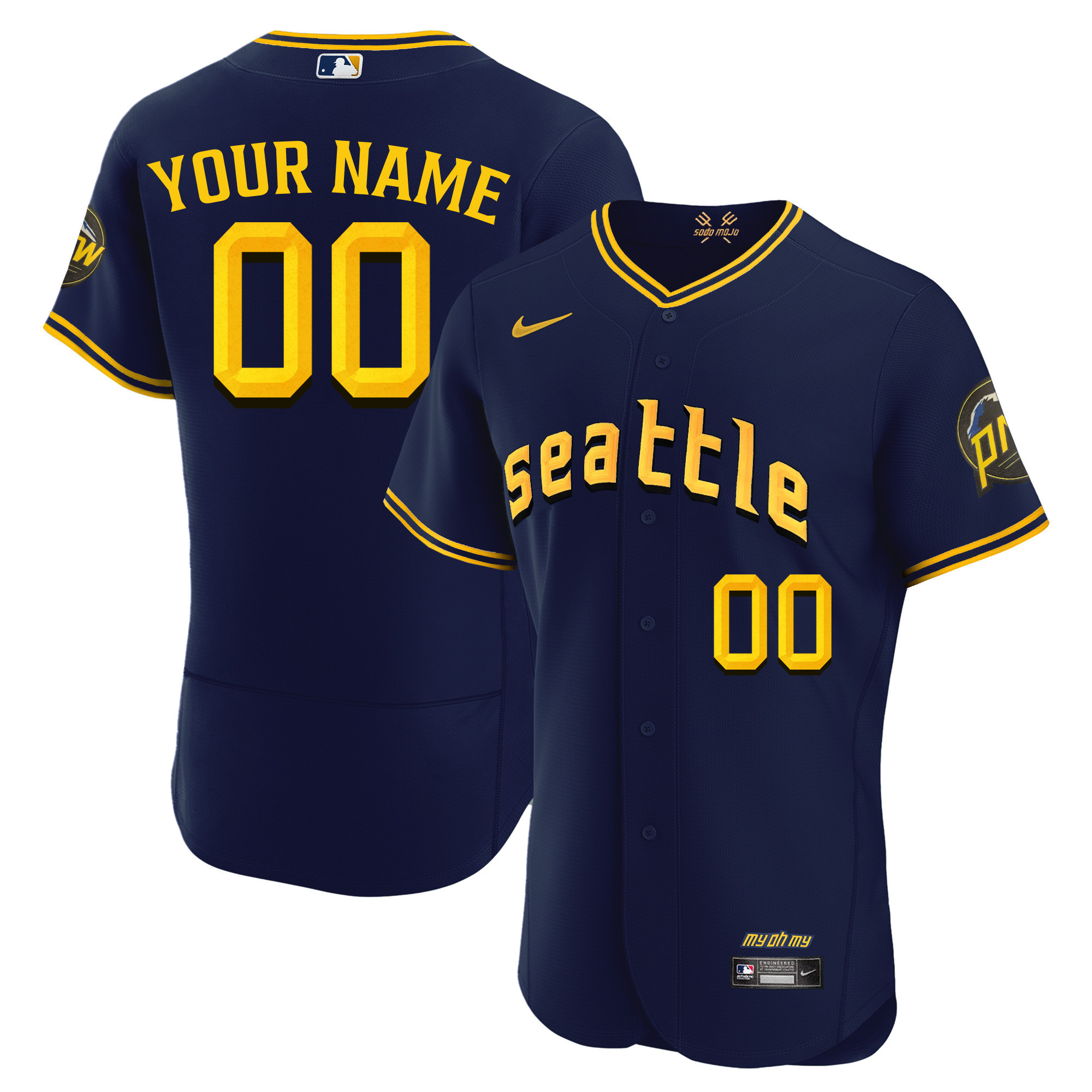 Seattle Mariners 2023 City Connect Fan Made Edition Custom Flex Navy Jersey - All Stitched