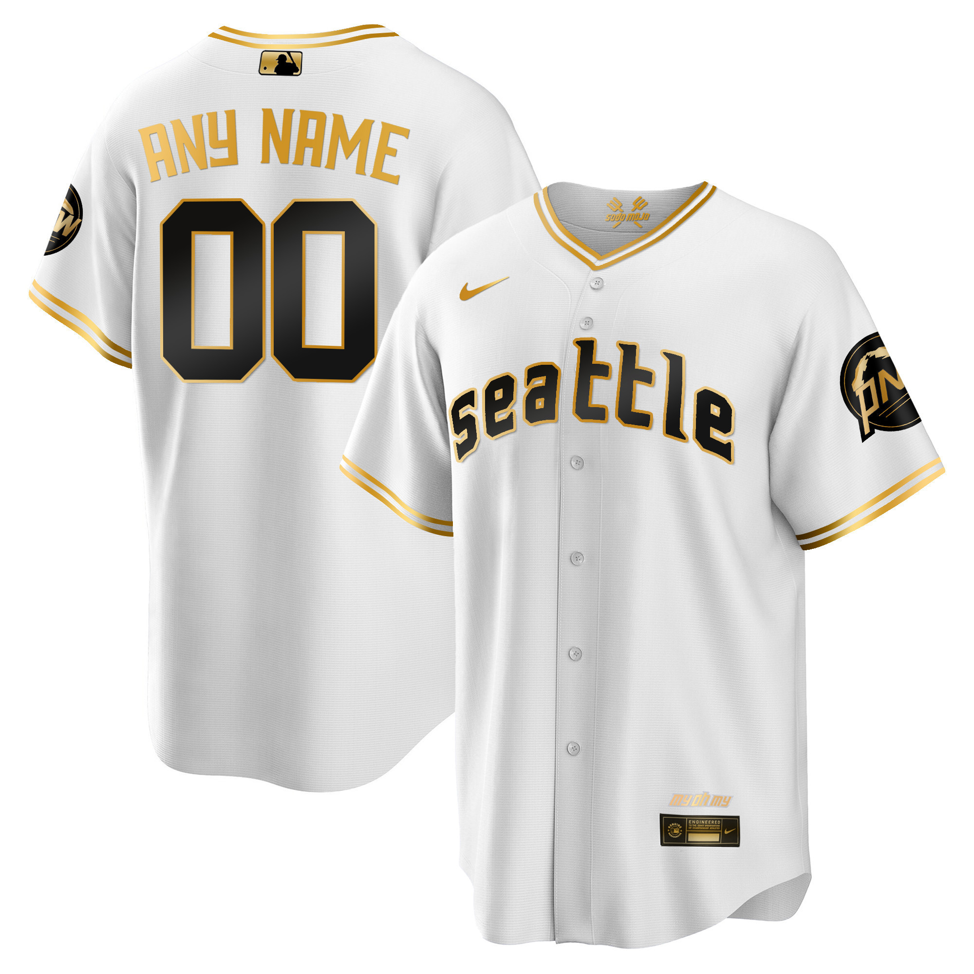 Seattle Mariners 2023 City Connect Gold Custom Cool White Gold Jersey - All Stitched