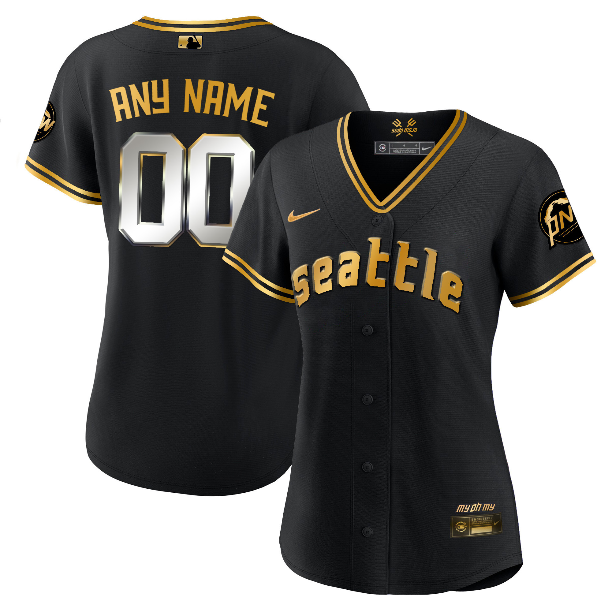 Seattle Mariners 2023 City Connect Gold Custom Flex Black Gold Jersey - All Stitched