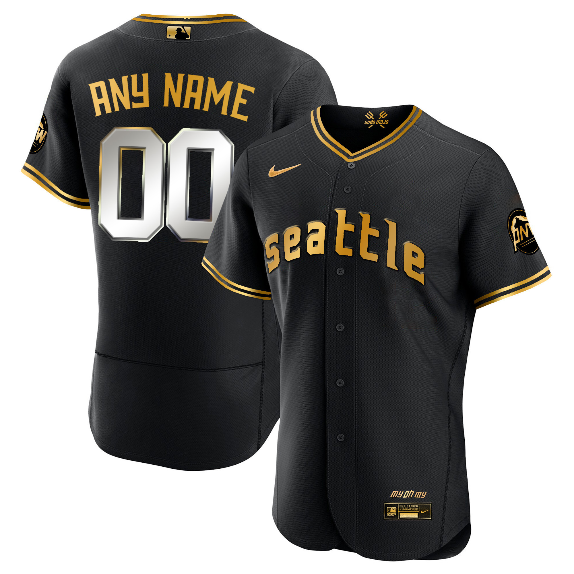 Seattle Mariners 2023 City Connect Gold Custom Flex Black Gold Jersey - All Stitched