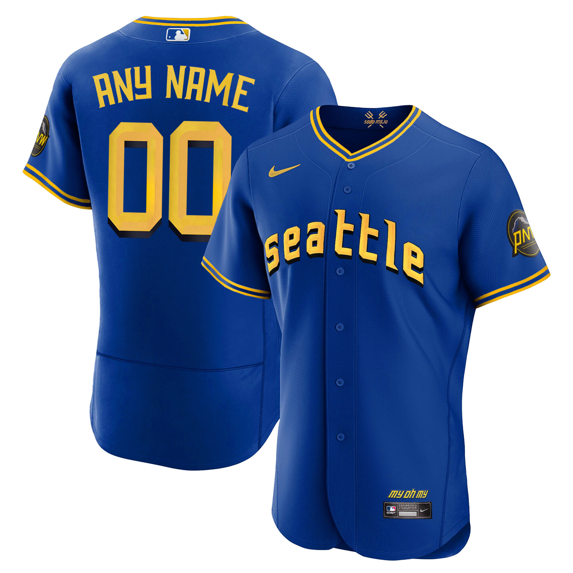 Seattle Mariners 2023 City Connect Gold Custom Flex Royal Jersey - All Stitched