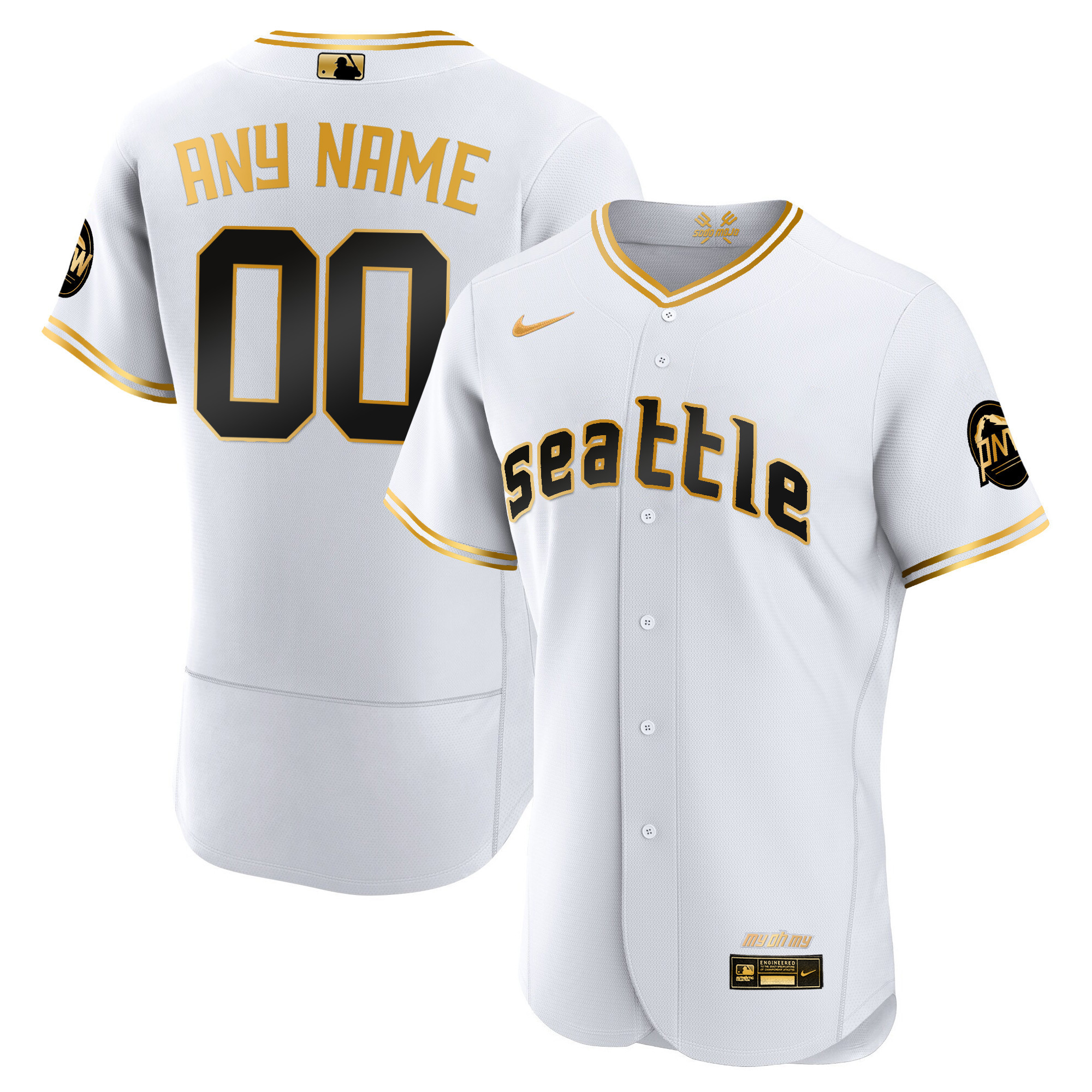 Seattle Mariners 2023 City Connect Gold Custom Flex White Gold Jersey - All Stitched