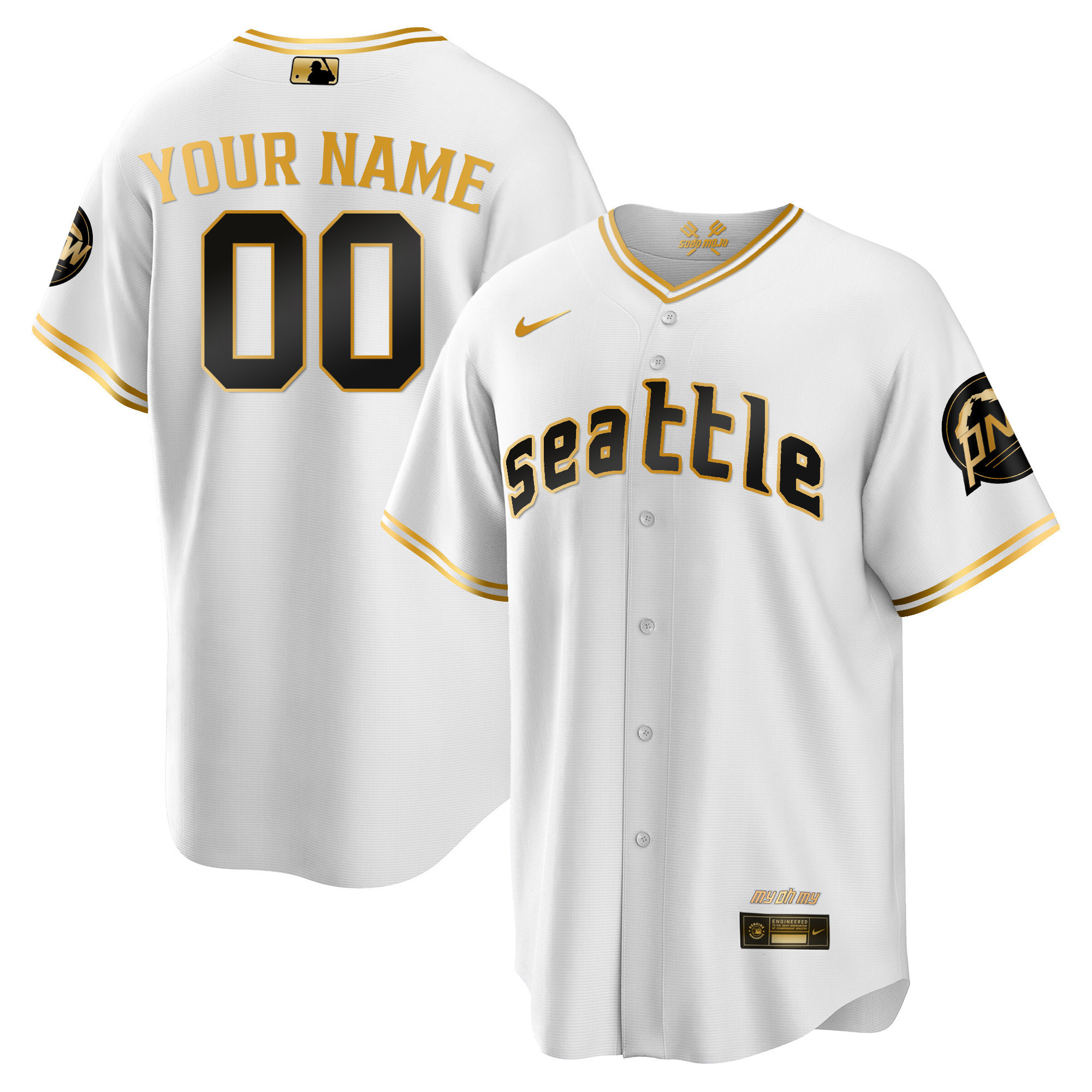 Seattle Mariners 2023 City Connect Gold Fan Made Custom Cool White Gold Jersey - All Stitched