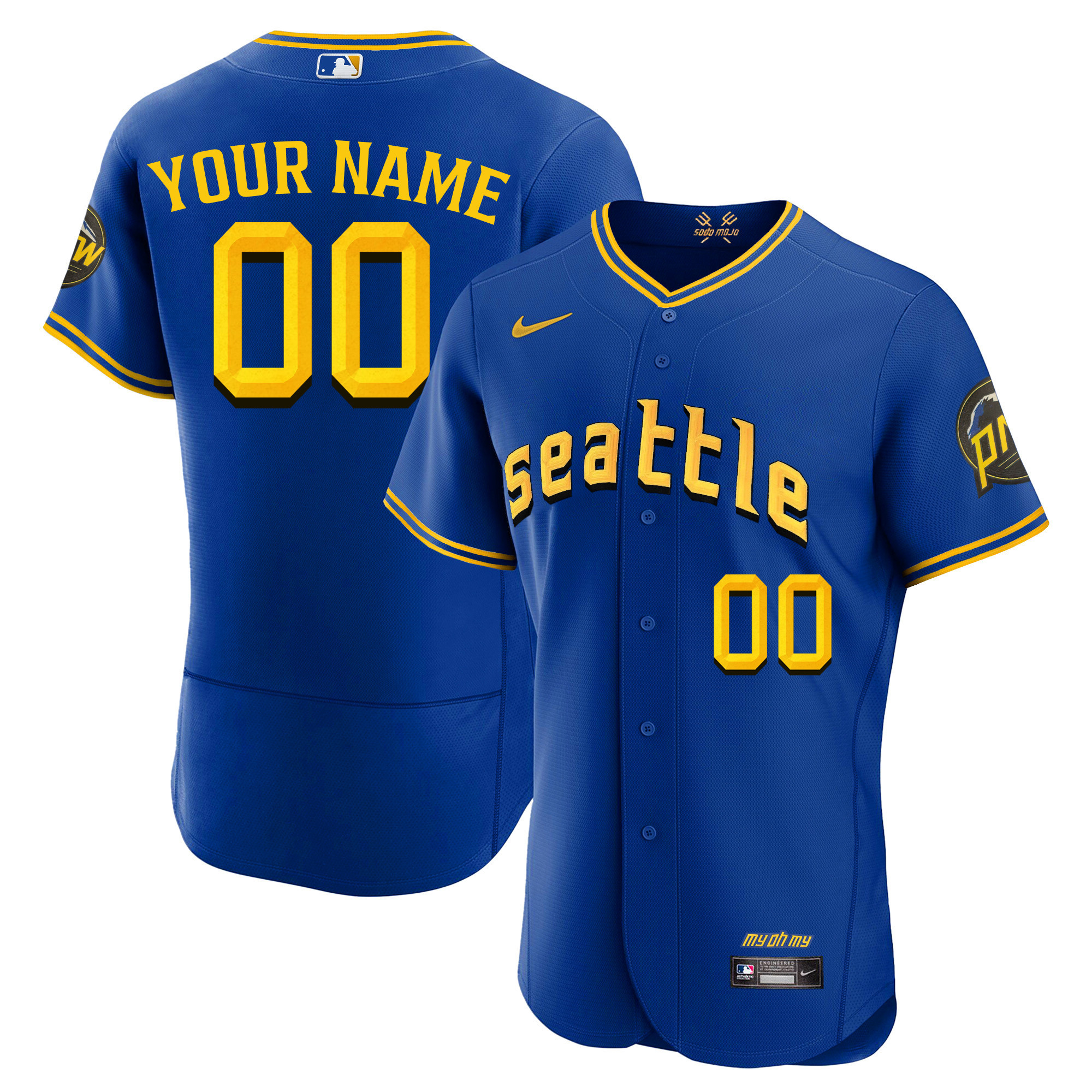 Seattle Mariners 2023 City Connect Gold Fan Made Custom Flex Royal Jersey - All Stitched