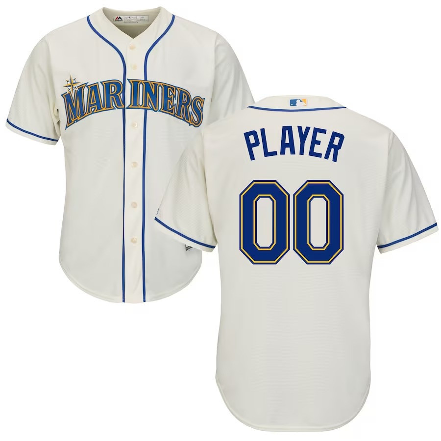 Seattle Mariners Custom Cool Cream Jersey - All Stitched