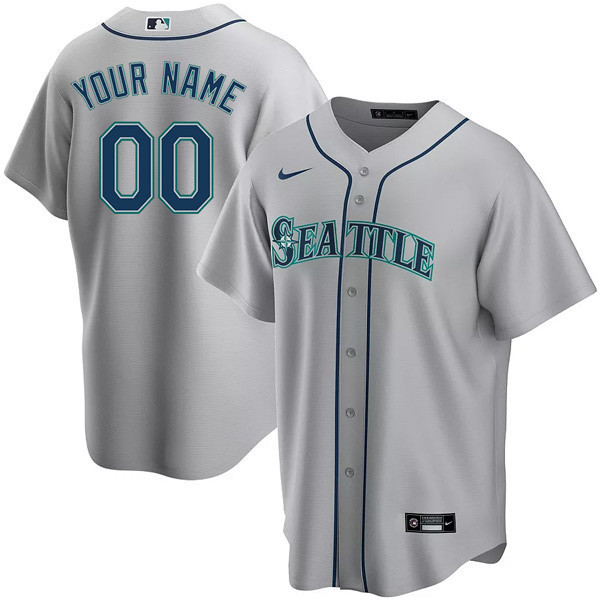 Seattle Mariners Custom Cool Gray Jersey - All Stitched