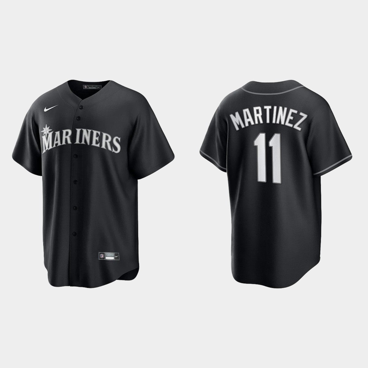 Seattle Mariners Edgar Martinez 2021 All Black Fashion Jersey - Black White