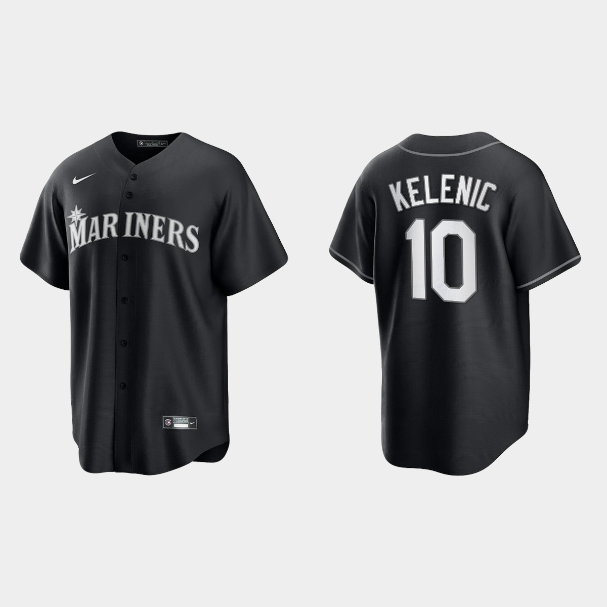 Seattle Mariners Jarred Kelenic 2021 All Black Fashion Jersey - Black White