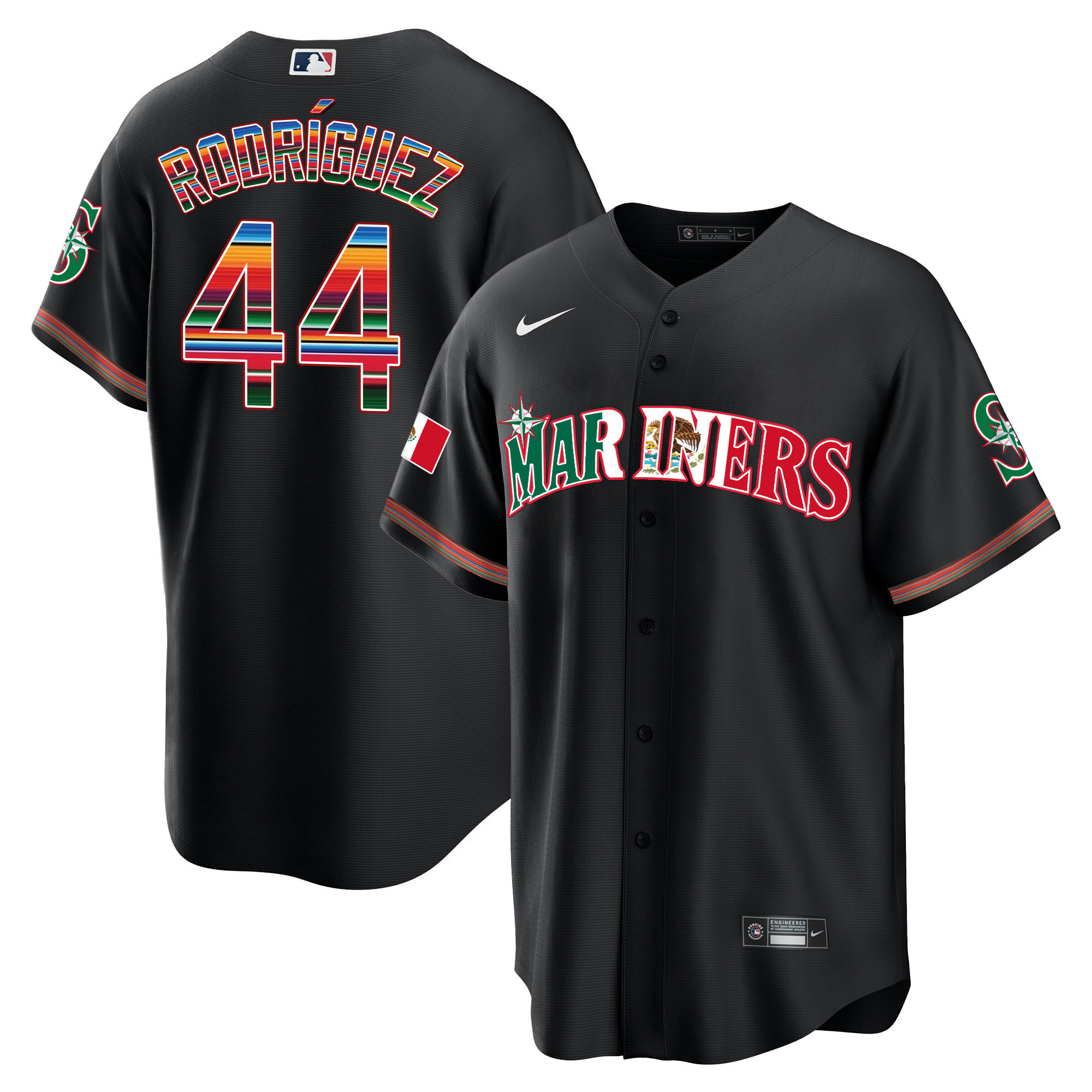 Seattle Mariners Mexico Cool Base Limited Black Jersey - All Stitched