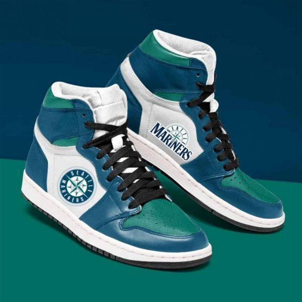 Seattle Mariners MLB baseball Fashion Sneakers Basketball Shoes Leather High Top Air Jordan Sneaker, Air Jordan Hightop