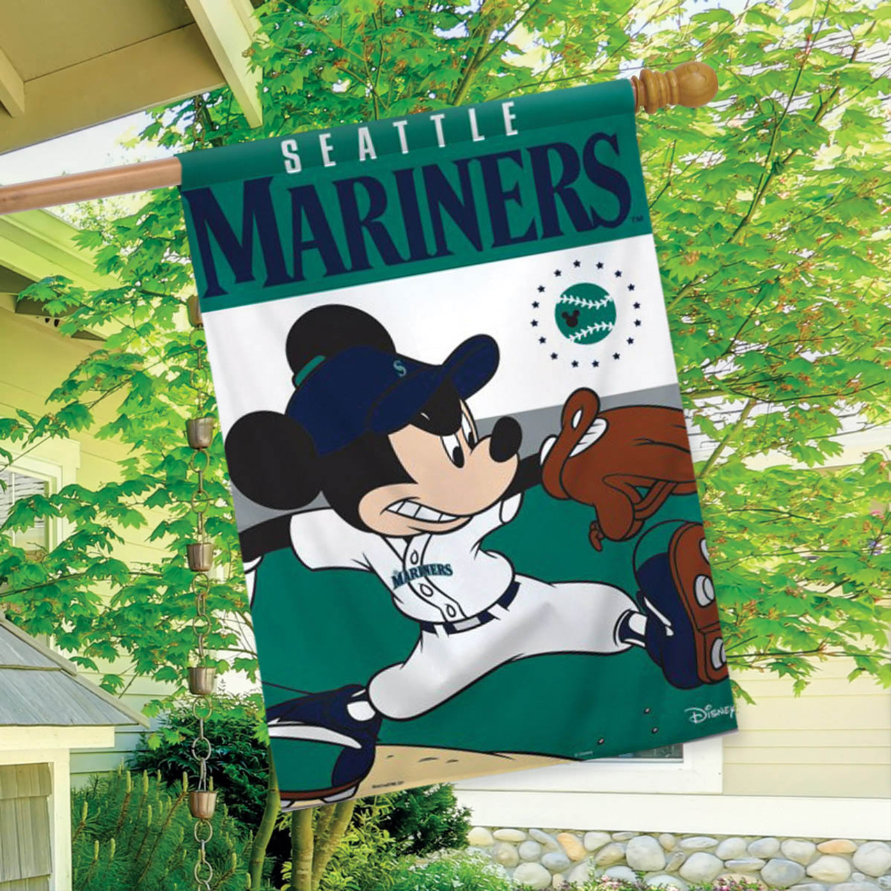 Seattle Mariners MLB Mickey Mouse Baseball Garden Flag, House Flag