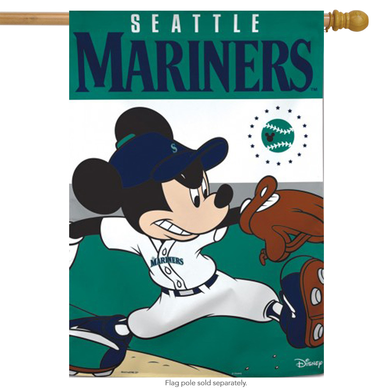 Seattle Mariners MLB Mickey Mouse Baseball Garden Flag, House Flag