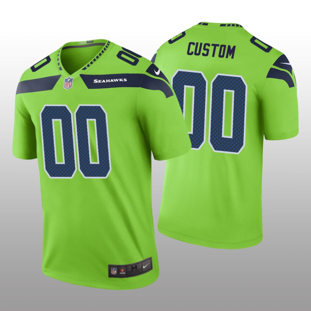 Seattle Seahawks #00 Custom Green legend color rush Jersey - Men's
