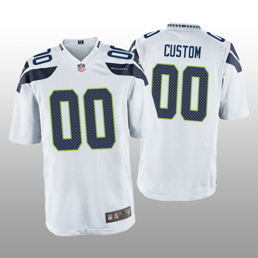 Seattle Seahawks #00 White Men's Custom Game Jersey