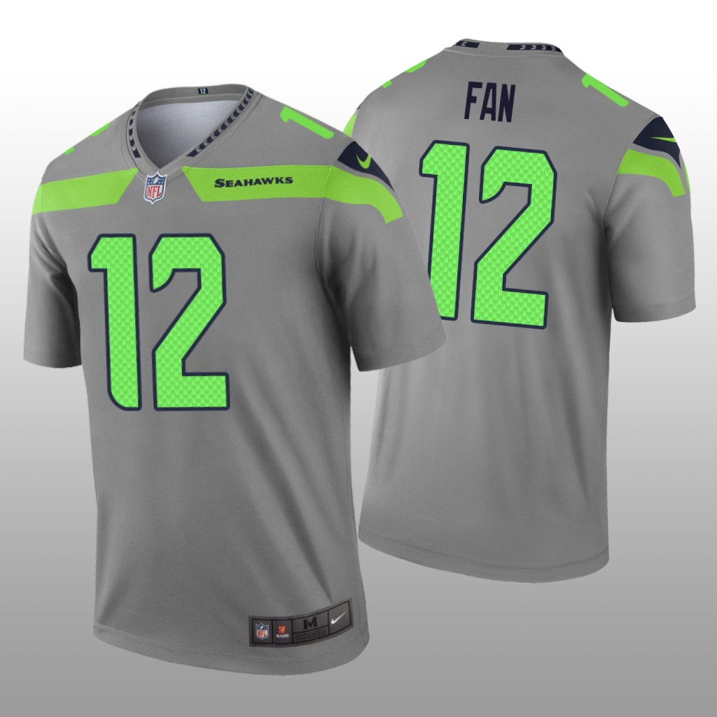 Seattle Seahawks 12th Fan Gray Jersey Inverted Legend - Men's