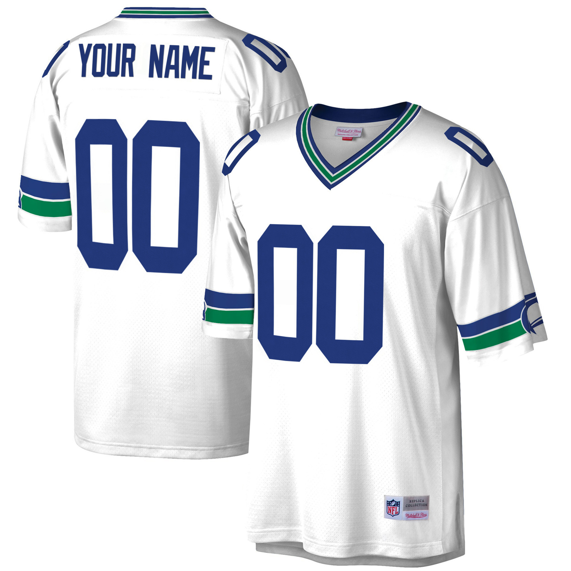 Seattle Seahawks Big & Tall 1985 Retired Custom White Jersey - All Stitched 