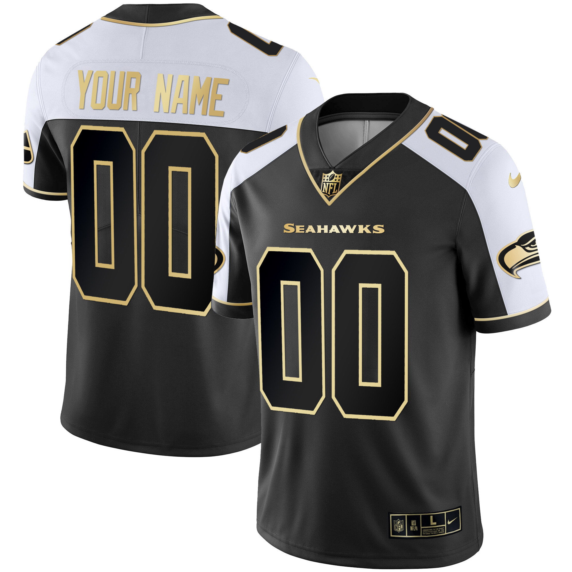 Seattle Seahawks Gold Player Custom Alternate Jersey - All Stitched 