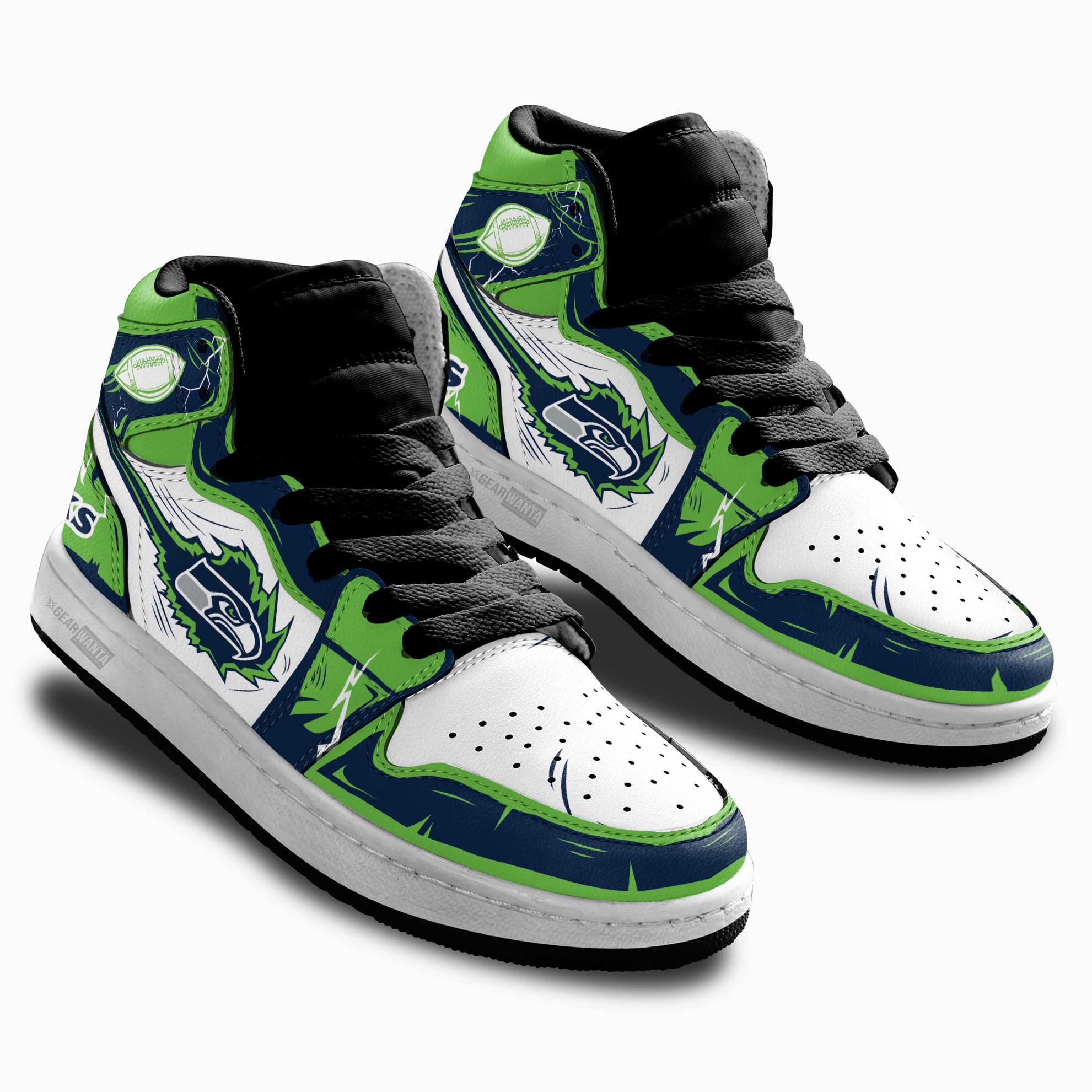 Seattle Seahawks Kid Sneakers For Kids, Air Jordan Hightop