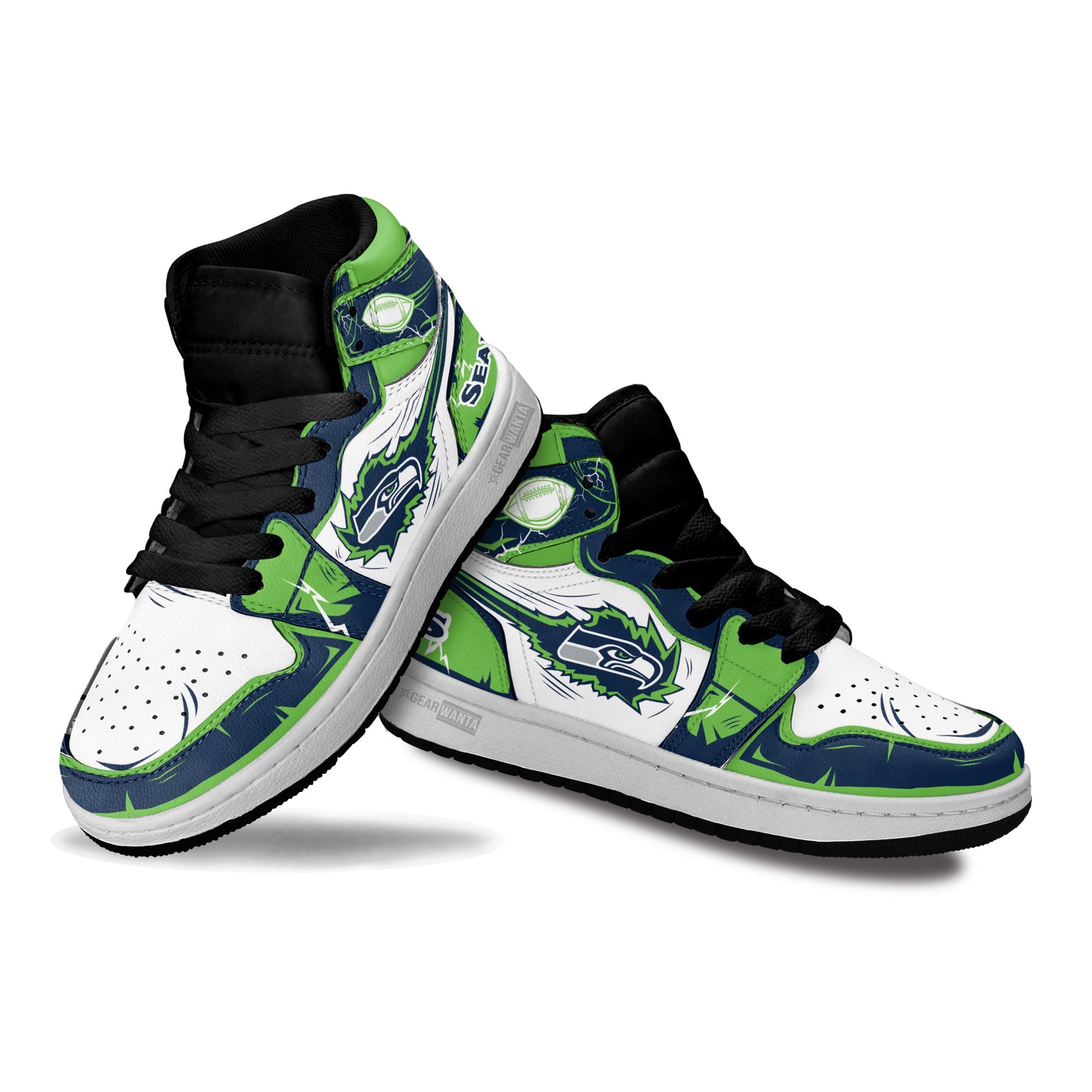 Seattle Seahawks Kid Sneakers For Kids, Air Jordan Hightop