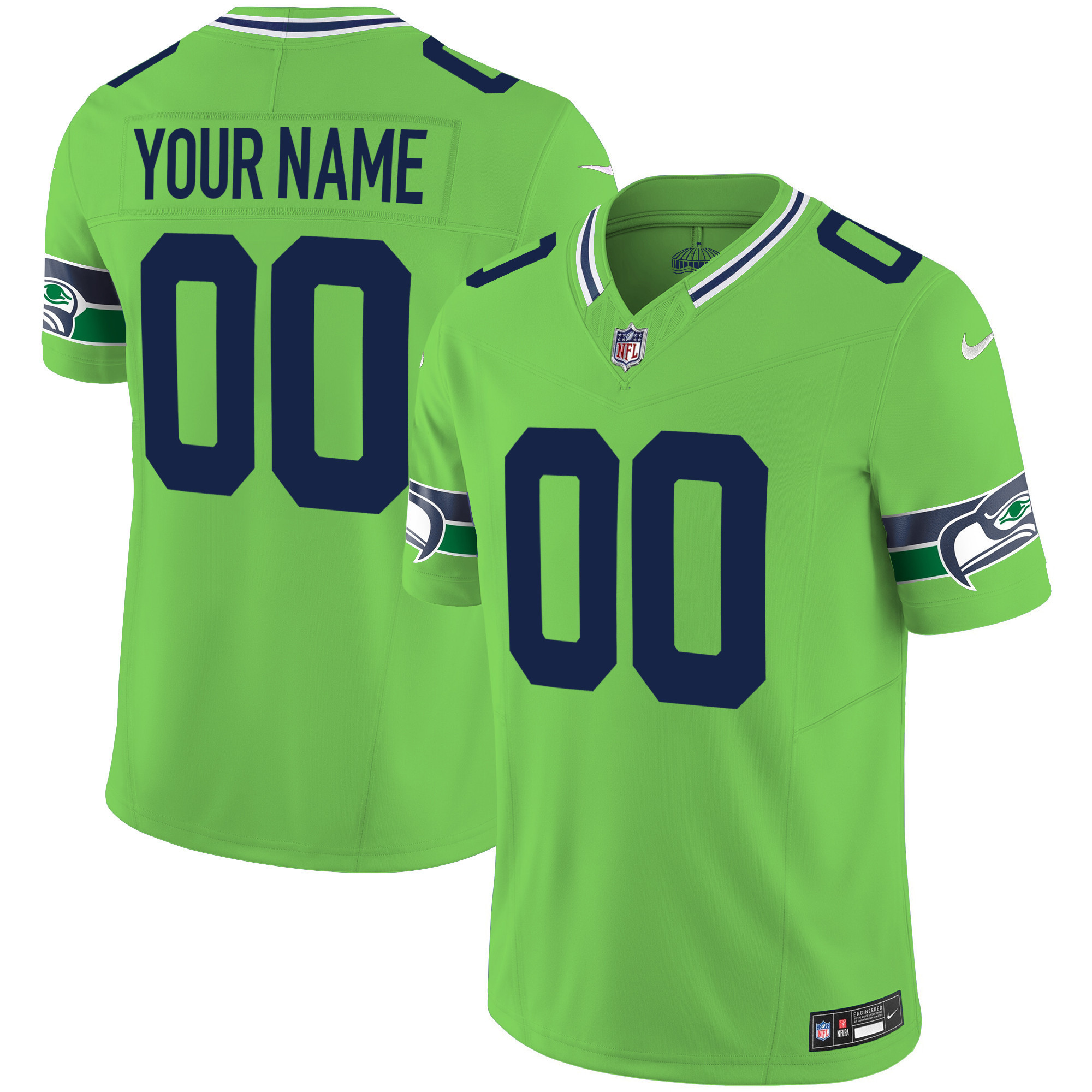Seattle Seahawks Throwback & Gold Vapor Limited Custom Green Jersey - All Stitched 