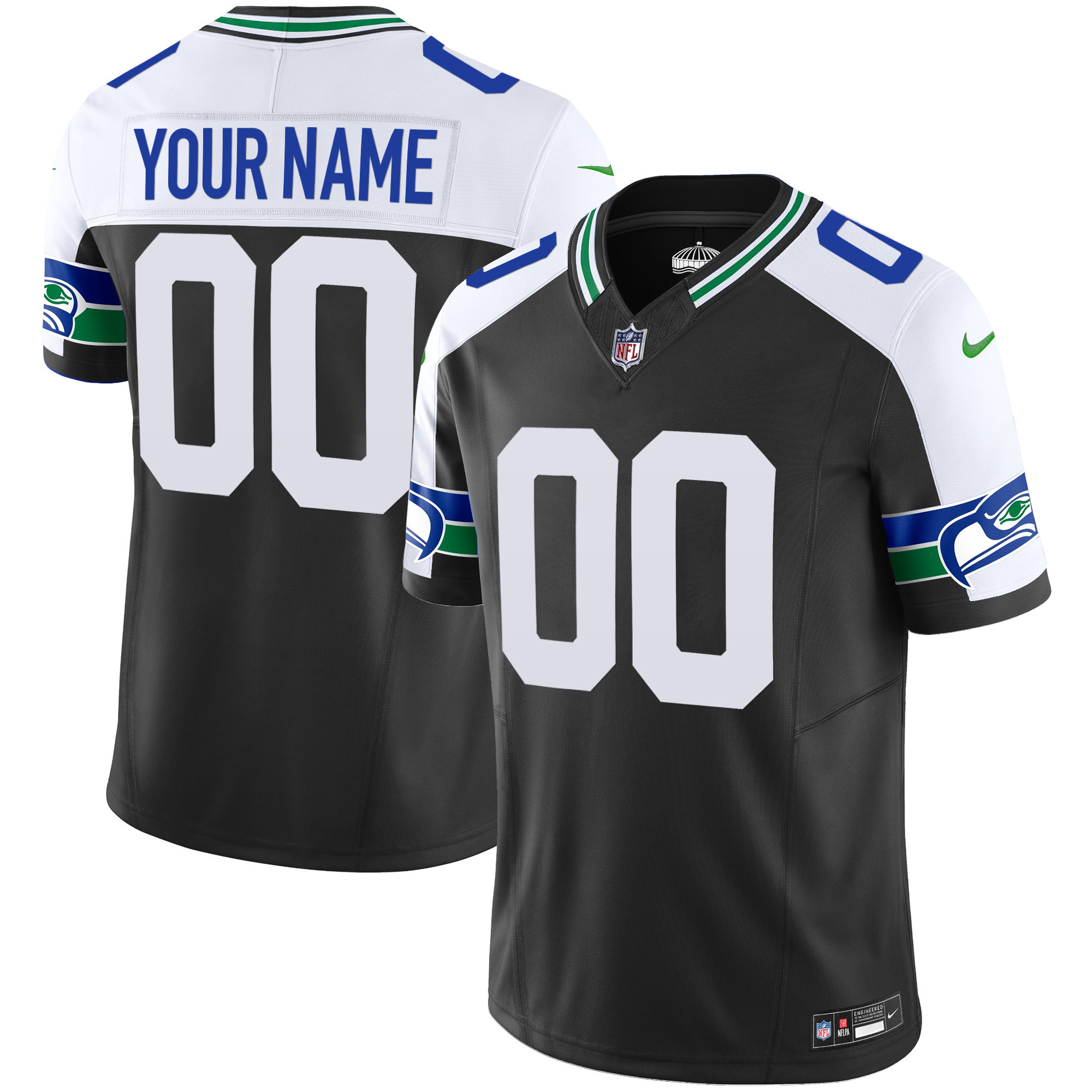 Seattle Seahawks Throwback Vapor Limited Custom Black Alternate Jersey - All Stitched 