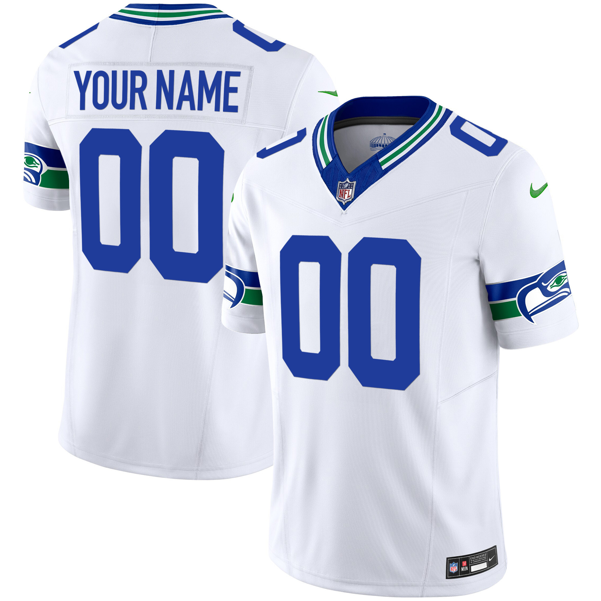 Seattle Seahawks Throwback Vapor Limited Custom White Jersey - All Stitched 