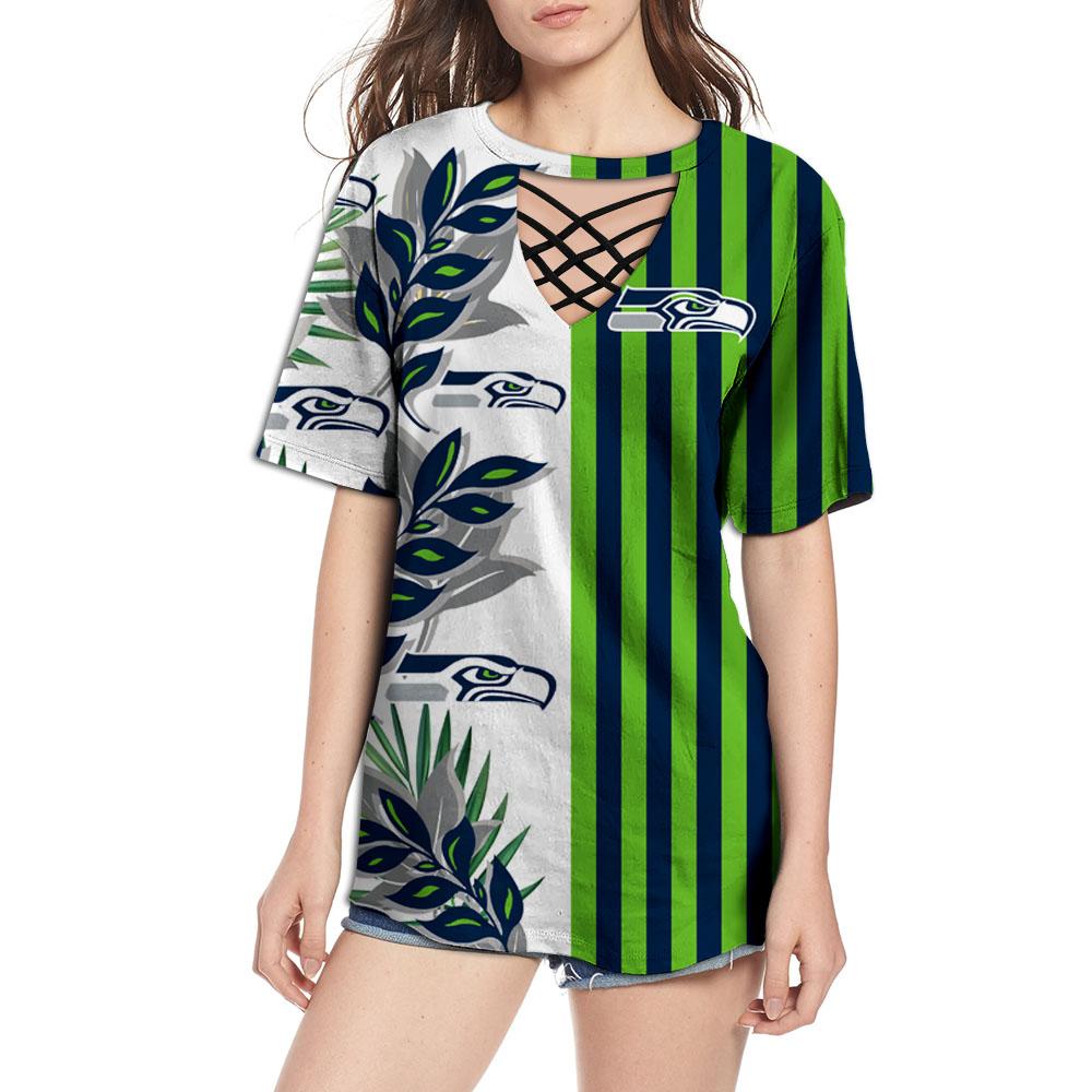 Seattle Seahawks Women Summer Stripe T-Shirt