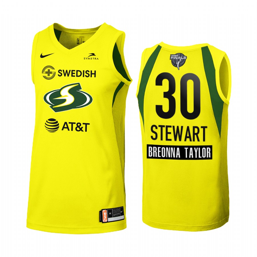 Seattle Storm Breanna Stewart 2020 WNBA Finals Bound Breonna Taylor Patch Women Yellow #30 Jersey