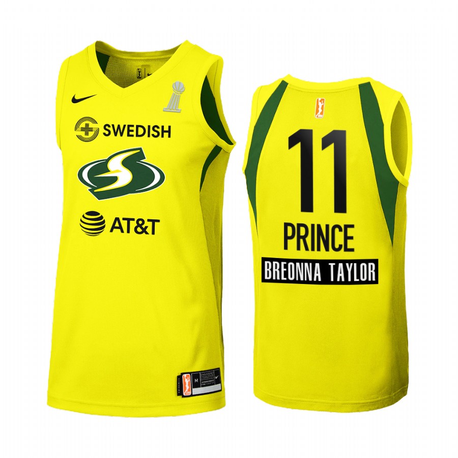 Seattle Storm Epiphanny Prince 2020 WNBA Finals Champions women Yellow #11 Jersey