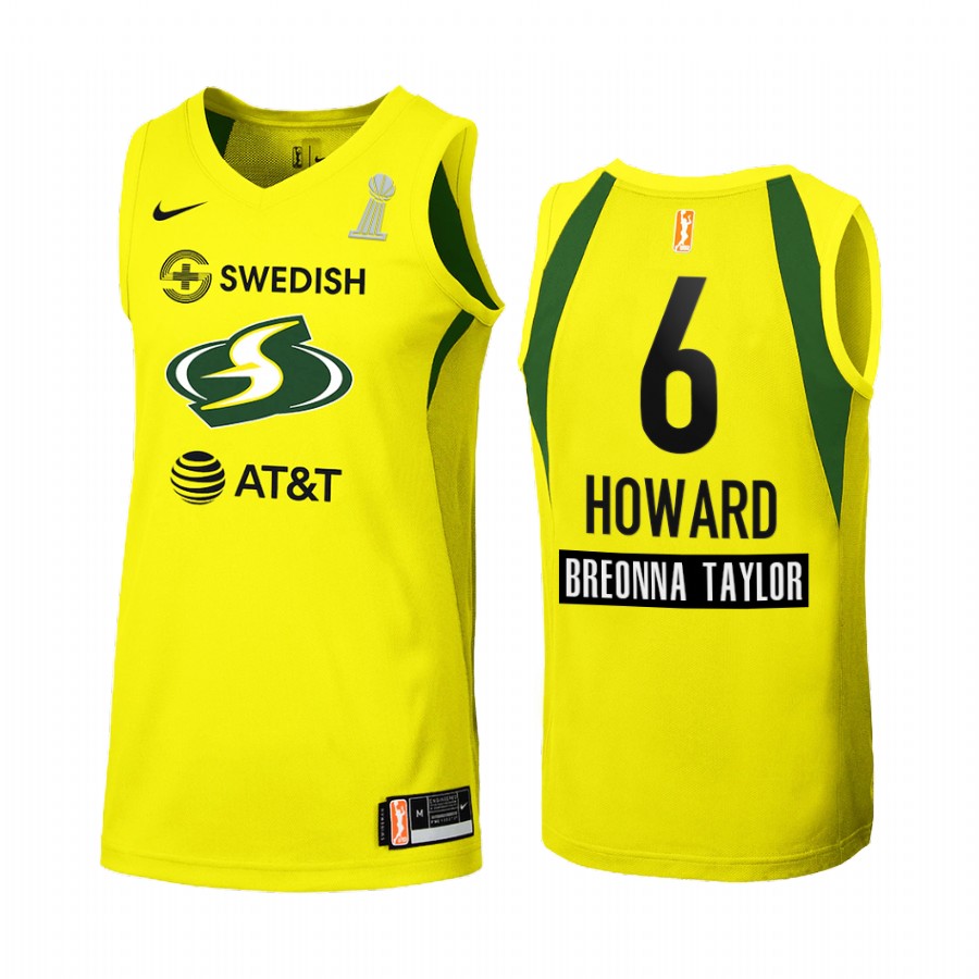 Seattle Storm Natasha Howard 2020 WNBA Finals Champions women Yellow #6 Jersey