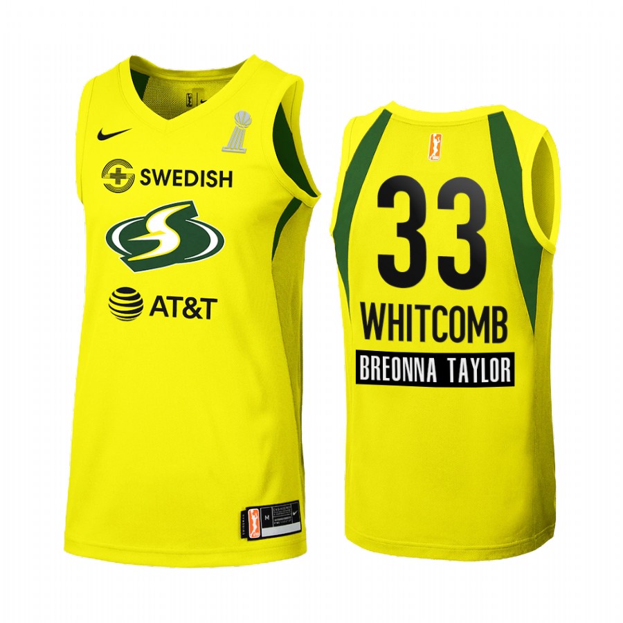 Seattle Storm Sami Whitcomb 2020 WNBA Finals Champions women Yellow #33 Jersey