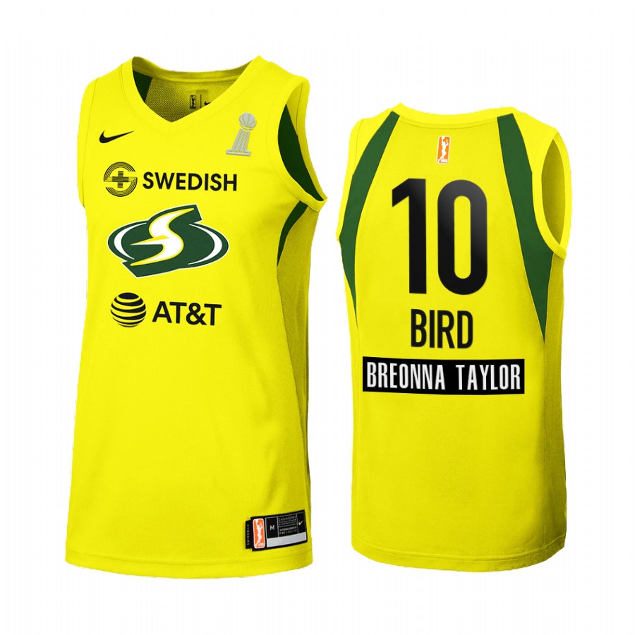 Seattle Storm Sue Bird 2020 WNBA Finals Champions women Yellow #10 Jersey