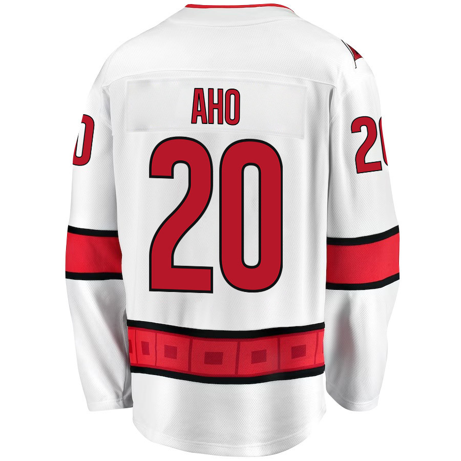 Sebastian Aho 20 Carolina Hurricanes Stanley Cup 2023 Playoffs Patch Away Breakaway Men Stitched Jersey – White