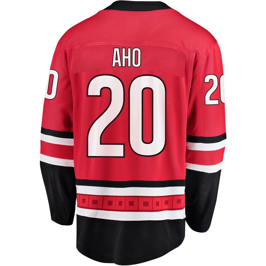 Sebastian Aho 20 Carolina Hurricanes Stanley Cup 2023 Playoffs Patch Home Breakaway Men Stitched Jersey – Red