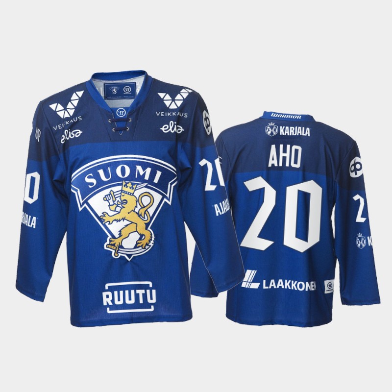 Sebastian Aho Finland Team Blue Jersey 2021-22 Away
