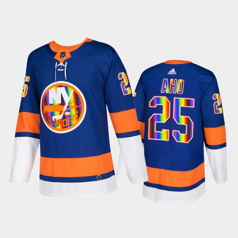Sebastian Aho New York Islanders Pride Night 2022 Jersey Royal #25 IsForEveryone