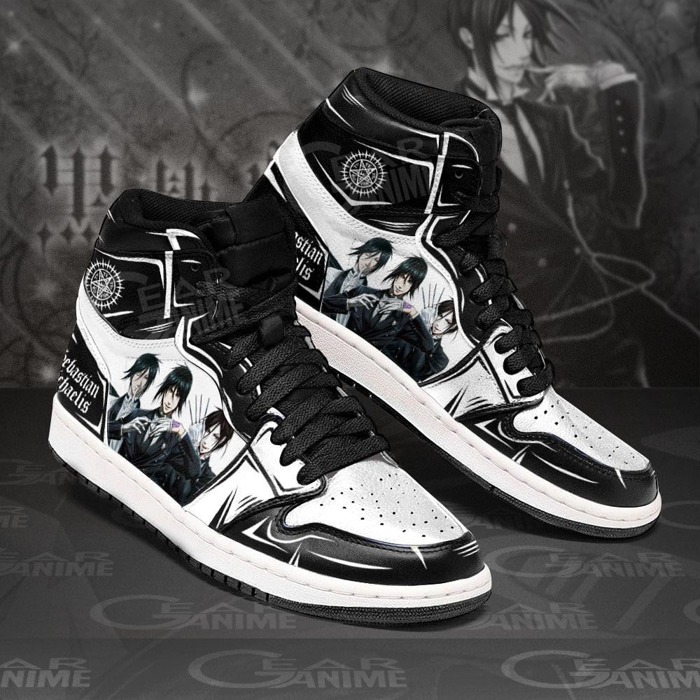 Sebastian Michaelis JD1s Sneakers Anime Black Butler Shoes, Air Jordan Hightop
