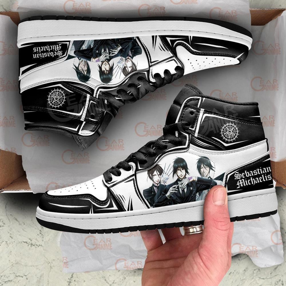 Sebastian Michaelis JD1s Sneakers Anime Black Butler Shoes, Air Jordan Hightop