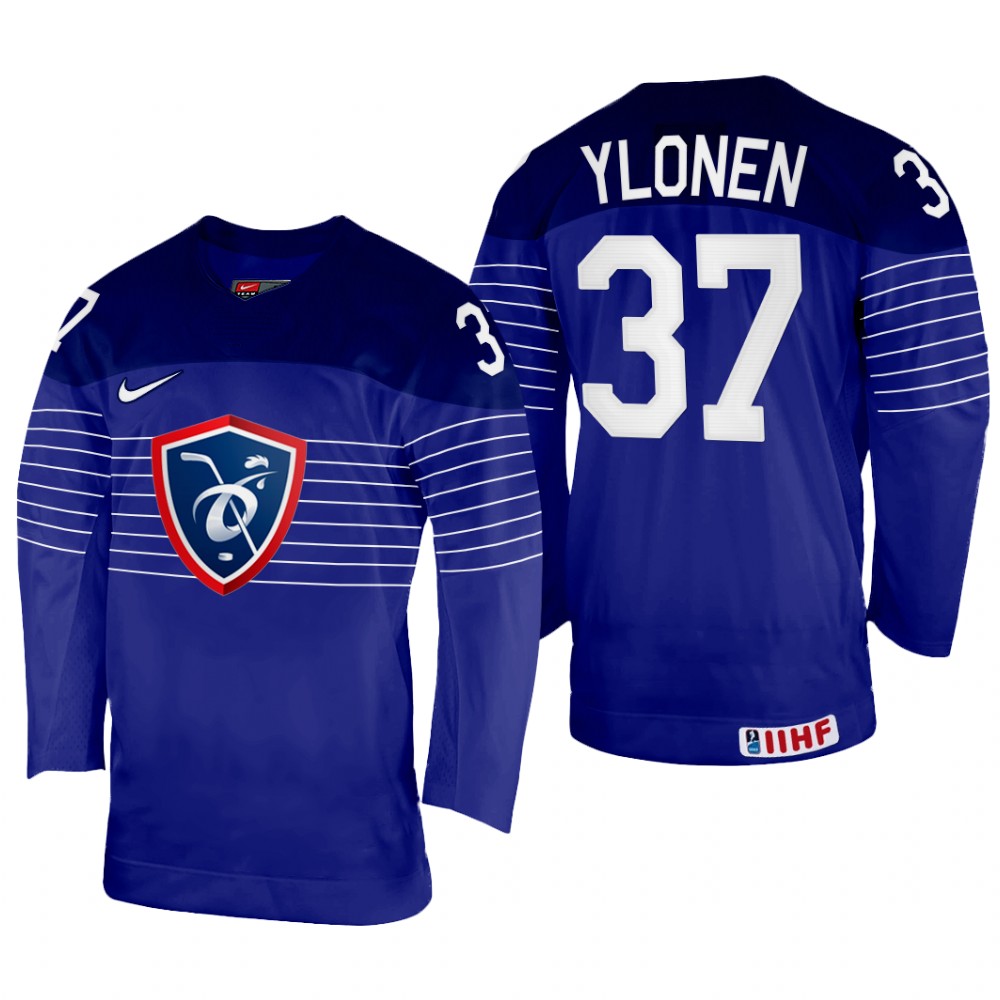 Sebastian Ylonen France Navy Away Jersey 2022 IIHF World Championship